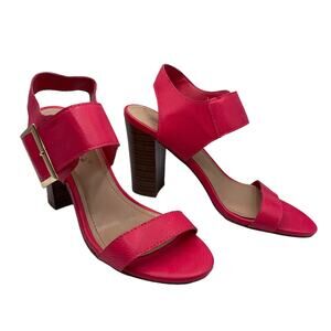 Breckelle's Hot Pink Faux Suede Platform Heels Size 7 Strappy Block Heel Sandals